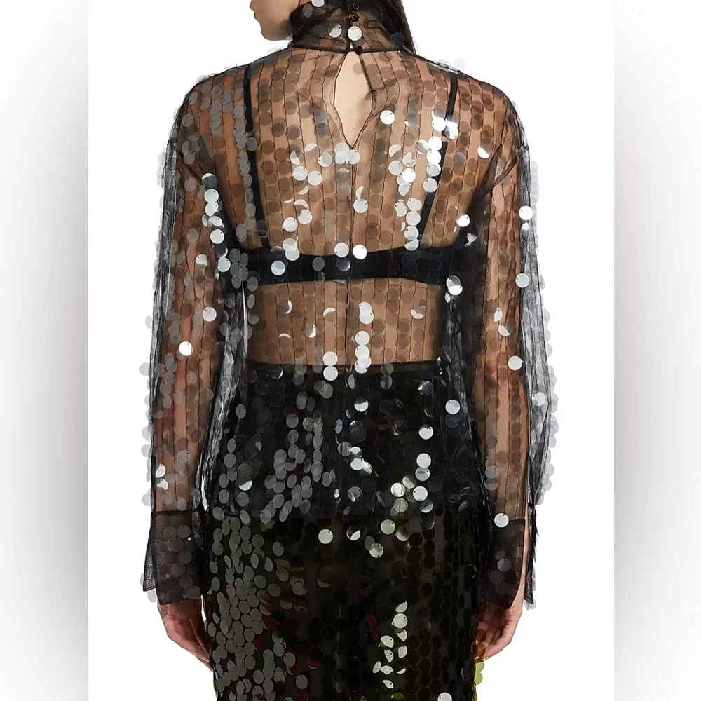 NWT 16Arlington Olall Paillettes Turtleneck Top - Picture 5 of 10